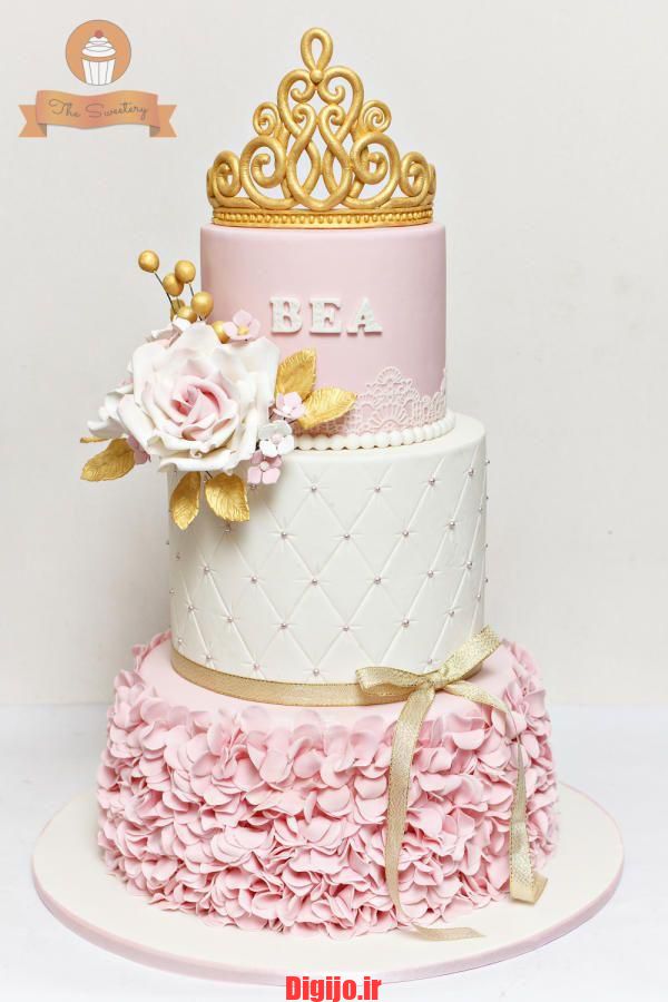 کیک تولد دخترانه شیک تاج دار جدید