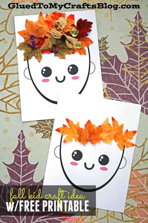 کاردستی آدمک با برگ های پاییزی برای پیش دبستانی